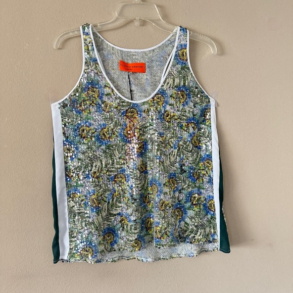 NWT Clover Canyon Green Leaf Sequin Sleeveless Top Size XS & M - Picture 1 of 7